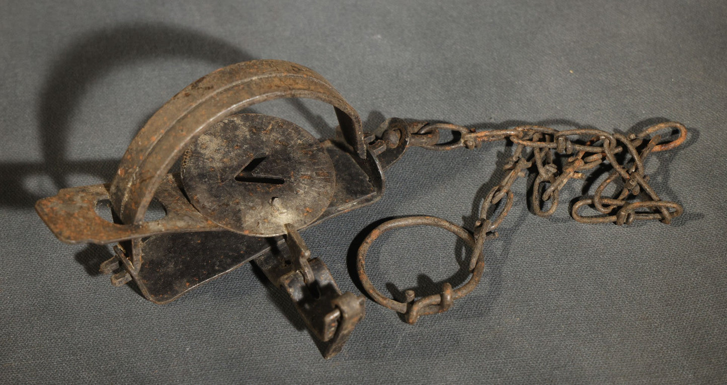 Trio of Vintage Iron Animal Traps Including Victor and Kangaroo No. 1-1/2 Examples, Heavy Surface Rust Throughout