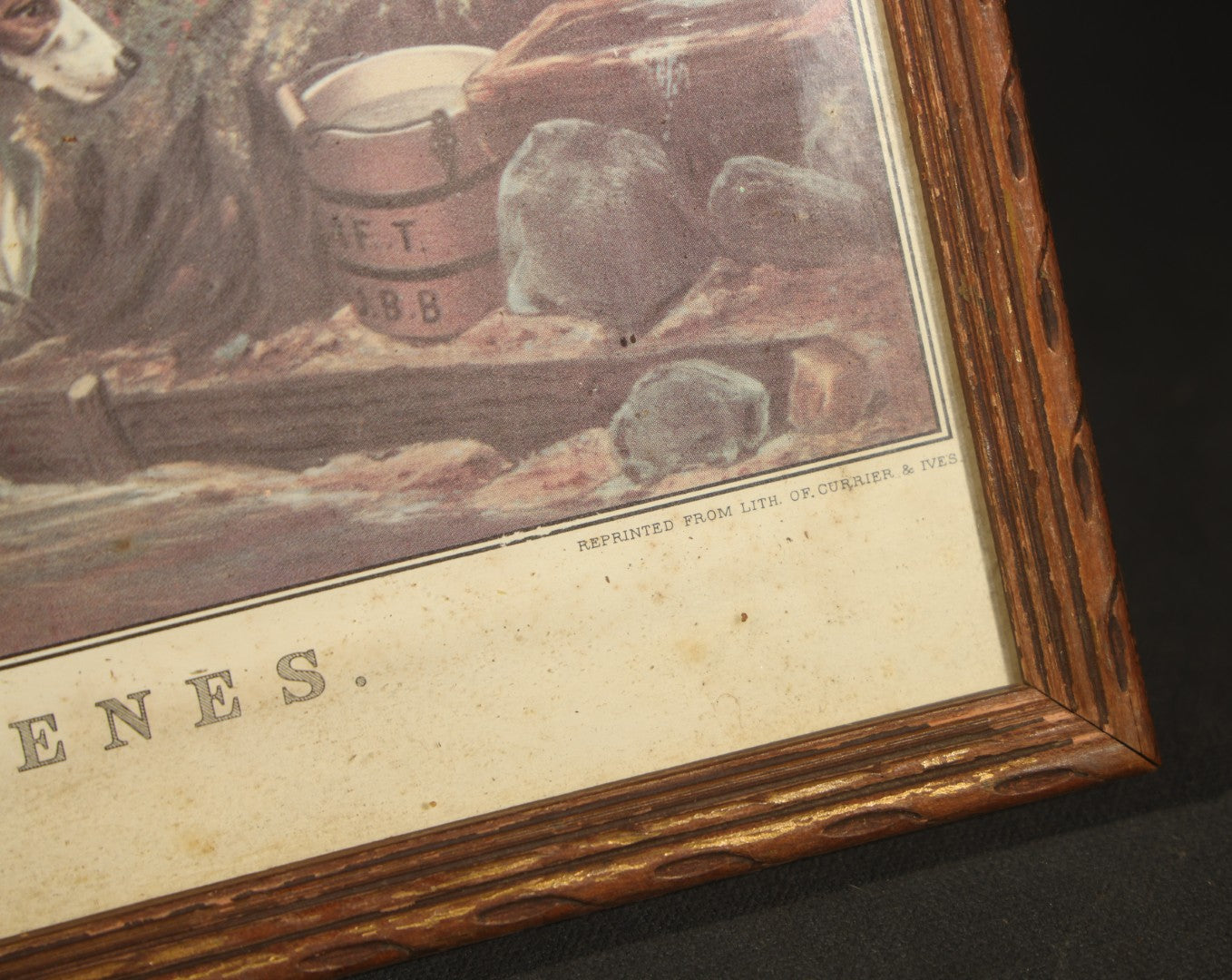 Vintage Chromolithograph Print, "American Hunting Scenes — An Early Start," After A.F. Tait, Reproduction of Currier & Ives Original, Framed
