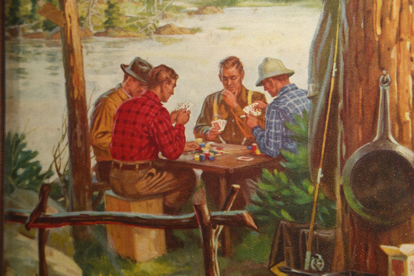 Vintage Chromolithograph Print, "Watching the Wrong Pot," Signed Watson, Framed, Bear Family Raiding a Campsite