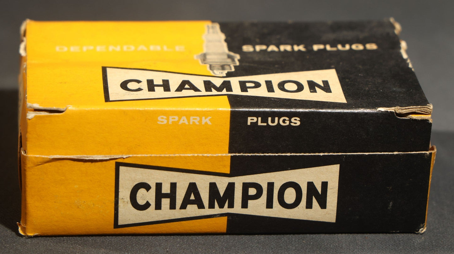 Vintage Champion Spark Plug Co. E-55 Spark Plugs, Complete Box of Ten in Individual Boxes, Champion Spark Plug Co., Toledo, Ohio
