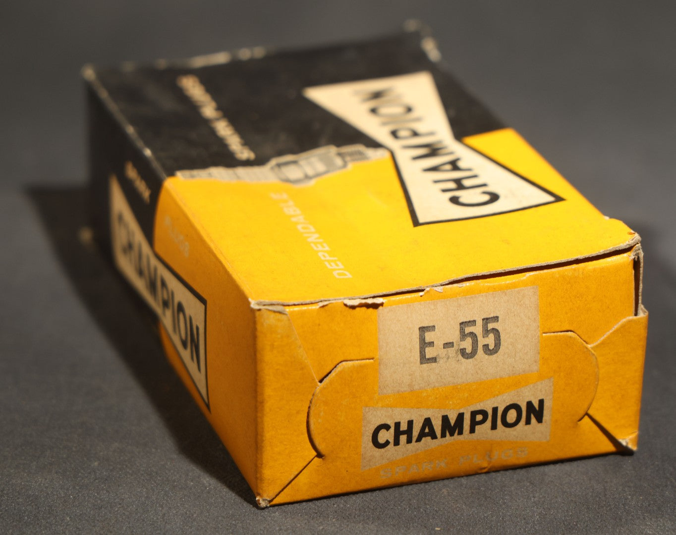 Vintage Champion Spark Plug Co. E-55 Spark Plugs, Complete Box of Ten in Individual Boxes, Champion Spark Plug Co., Toledo, Ohio