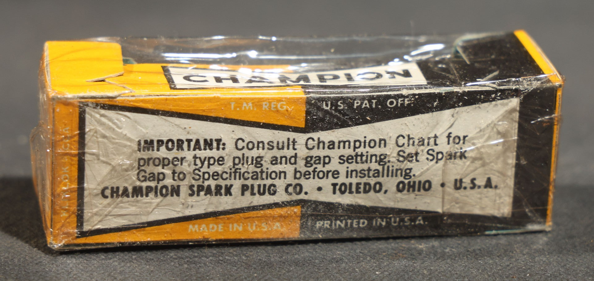 Vintage Champion Spark Plug Co. E-55 Spark Plugs, Complete Box of Ten in Individual Boxes, Champion Spark Plug Co., Toledo, Ohio