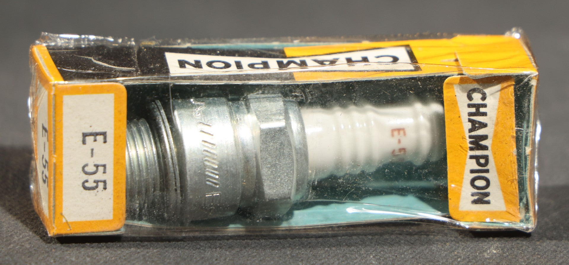 Vintage Champion Spark Plug Co. E-55 Spark Plugs, Complete Box of Ten in Individual Boxes, Champion Spark Plug Co., Toledo, Ohio