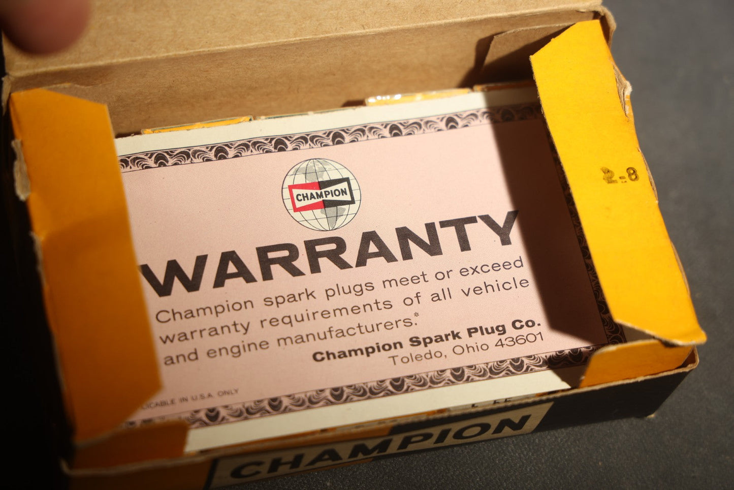 Vintage Champion Spark Plug Co. E-55 Spark Plugs, Complete Box of Ten in Individual Boxes, Champion Spark Plug Co., Toledo, Ohio