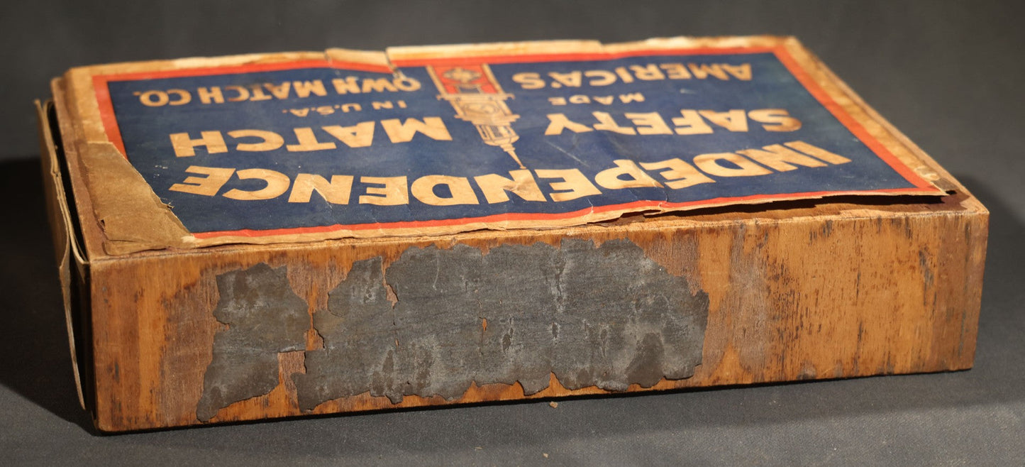 Vintage Independence Safety Match Large Wooden Slide Box, America's Own Match Co., Made in U.S.A., Empty