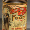 Lot 050 - Antique Dr. Thompson's Malted Slippery Elm Food Tin, 1 Lb. Net, with Doctor Graphic, Potter & Clarke Ltd., 60 Artillery Lane, London, 5-1/8" H
