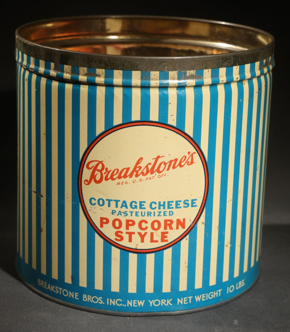Vintage Breakstone Bros. Cottage Cheese Advertising Tin with Discovery Collection of Vintage Advertising Matchbooks Including Hotel St. Regis New York, Pippins Cigars, New China Cafe Vallejo California, and Others