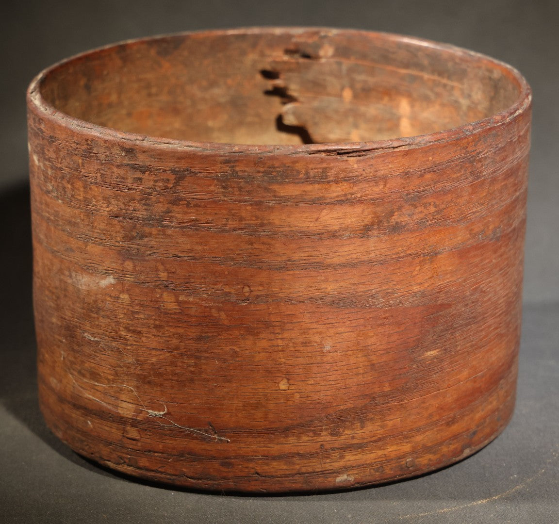 Antique Bentwood Dry Measure with Partial Maker's Mark, Nail-Fastened Lap Joint Construction, Lidless