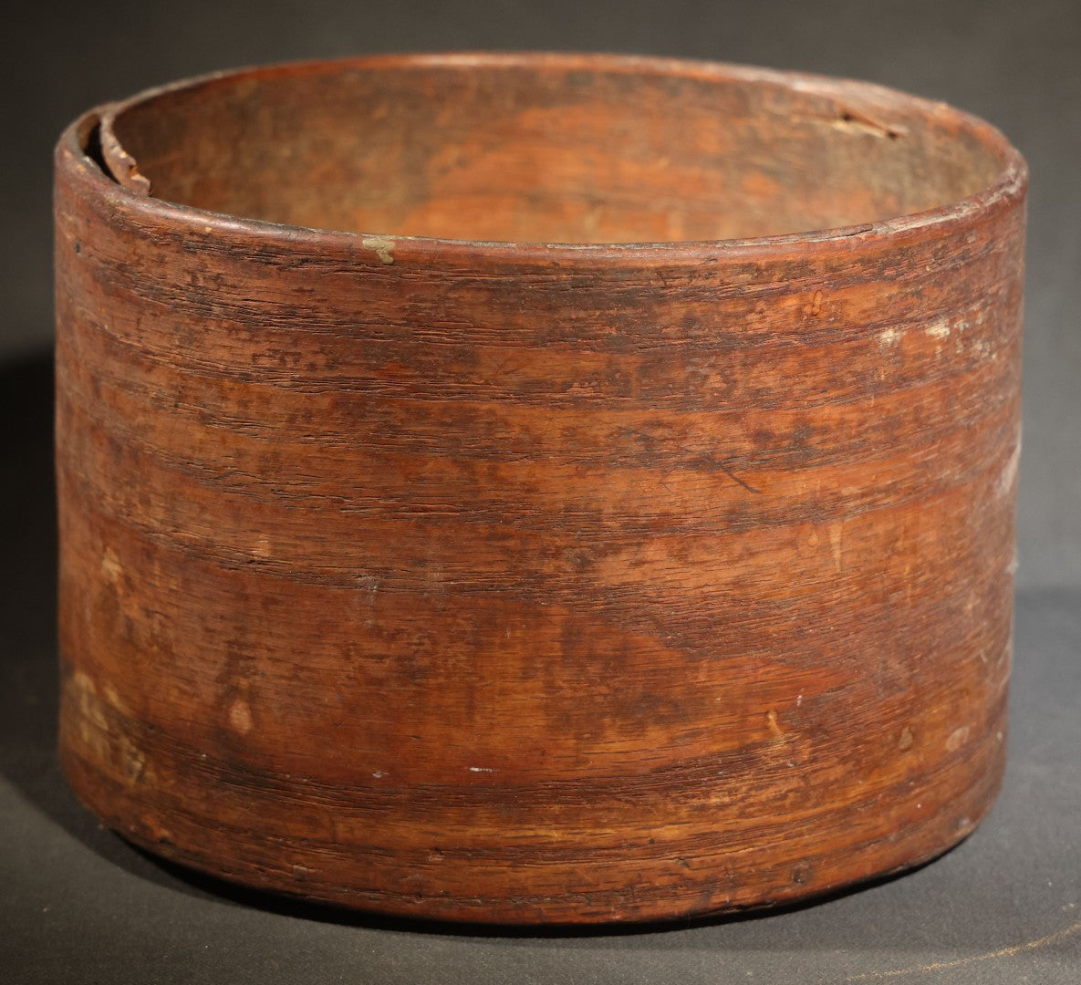 Antique Bentwood Dry Measure with Partial Maker's Mark, Nail-Fastened Lap Joint Construction, Lidless
