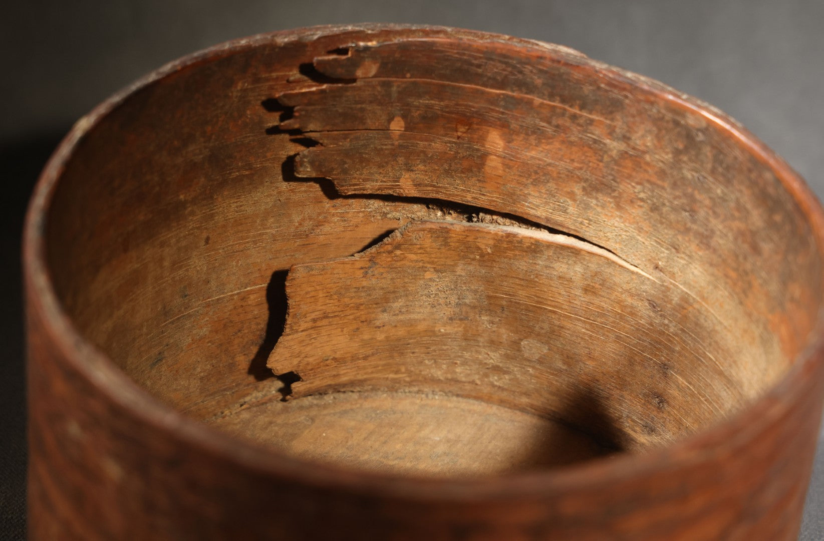 Antique Bentwood Dry Measure with Partial Maker's Mark, Nail-Fastened Lap Joint Construction, Lidless