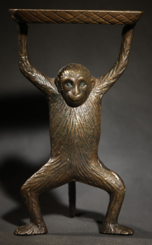 Vintage Cast Metal Figural Monkey Business Card or Soap Dish Holder