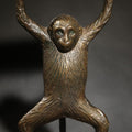 Lot 085 - Vintage Cast Metal Figural Monkey Business Card or Soap Dish Holder, 7" H