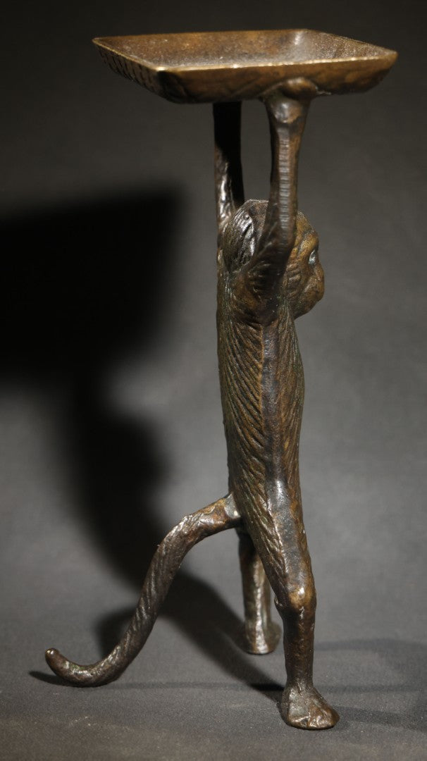 Vintage Cast Metal Figural Monkey Business Card or Soap Dish Holder
