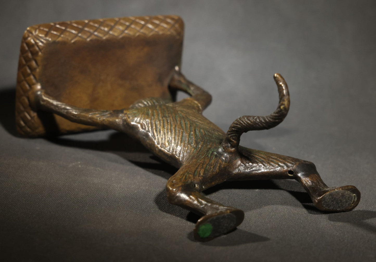 Vintage Cast Metal Figural Monkey Business Card or Soap Dish Holder