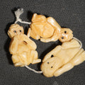 Lot 086 - Trio of Carved Bone Netsuke-Style "Sanzaru" Three Wise Monkeys Pendants, Mizaru (See no Evil), Kikazaru (Hear no Evil), and Iwazaru (Speak no Evil), Strung on Cord, 1" H each