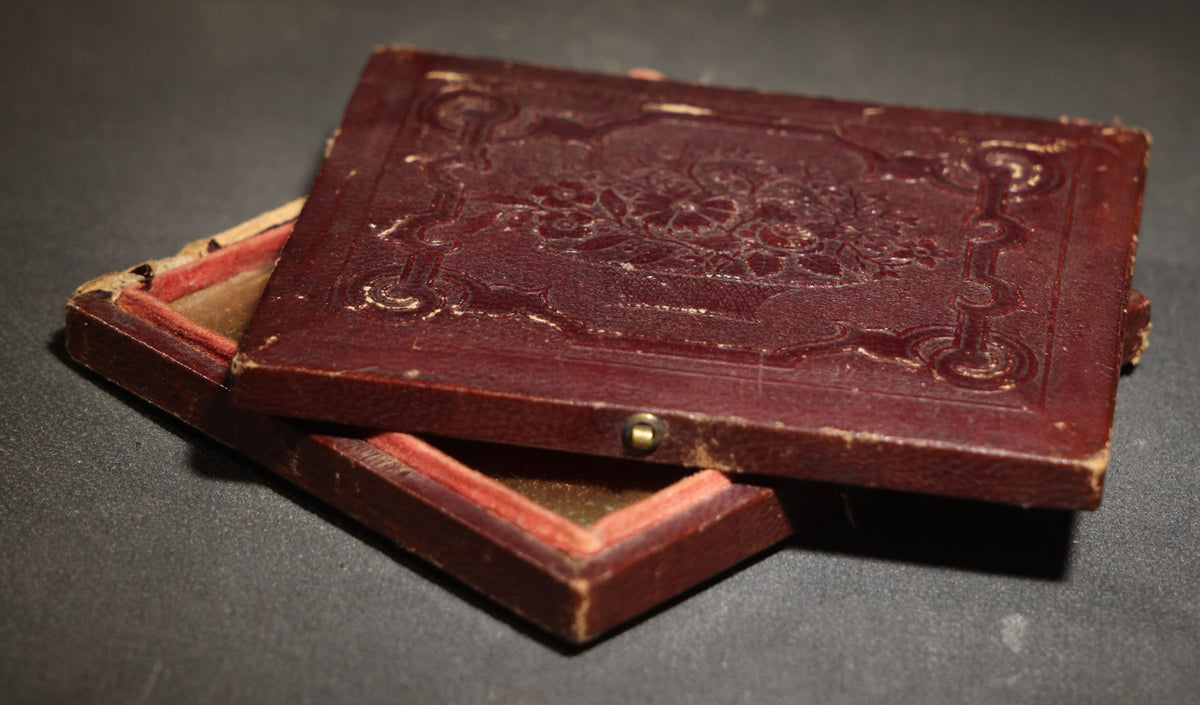 Antique 1/6th Plate Daguerreotype Photograph of a Portrait Painting, Young Man, Full Split Leatherette Union Case