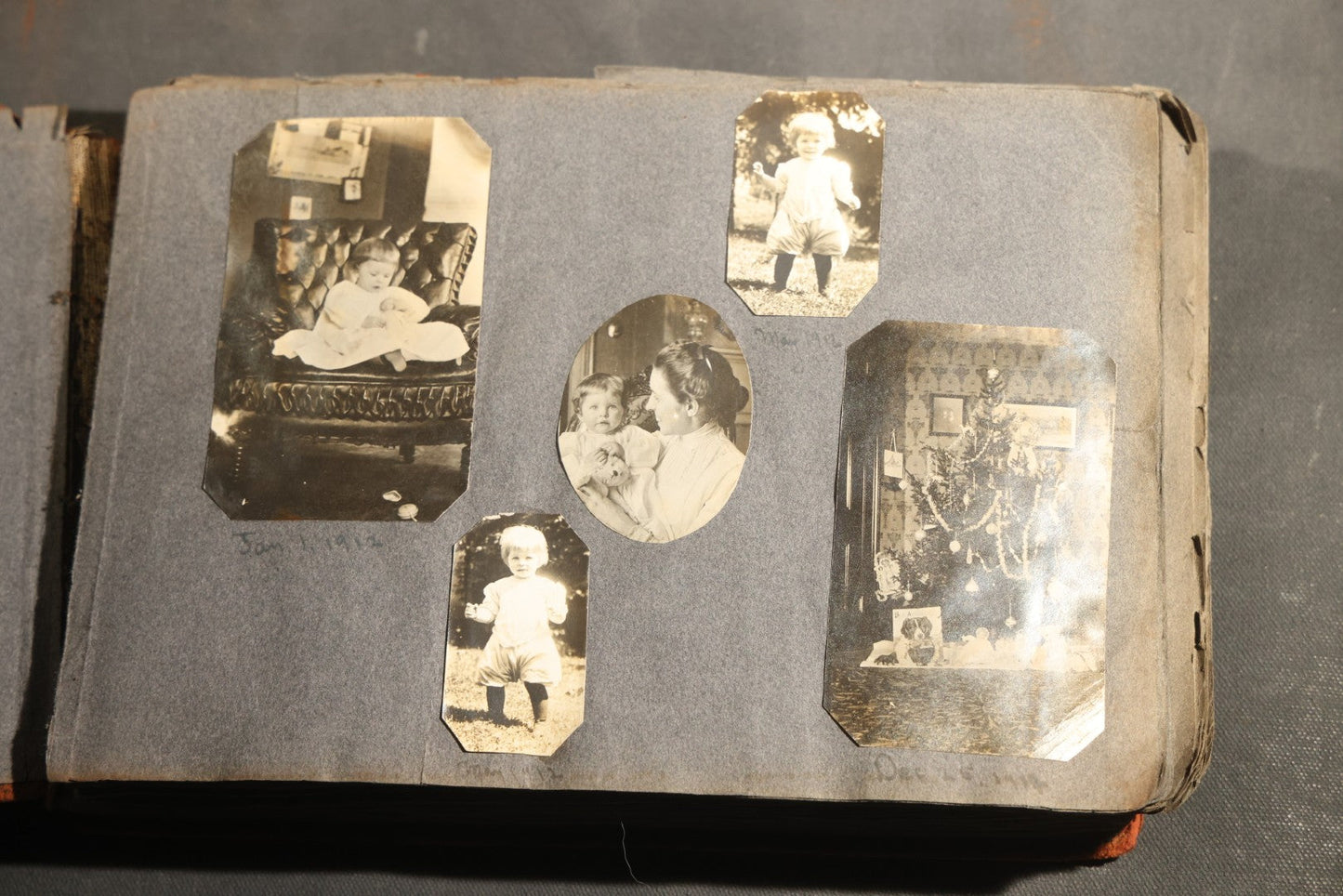 Antique Snapshot Album, Circa 1910-1920, 500+ Photographs of Family and Children Including Christmas, Farm Life, Winter Scenes, Asbury Park New Jersey, and Nantasket Beach Massachusetts