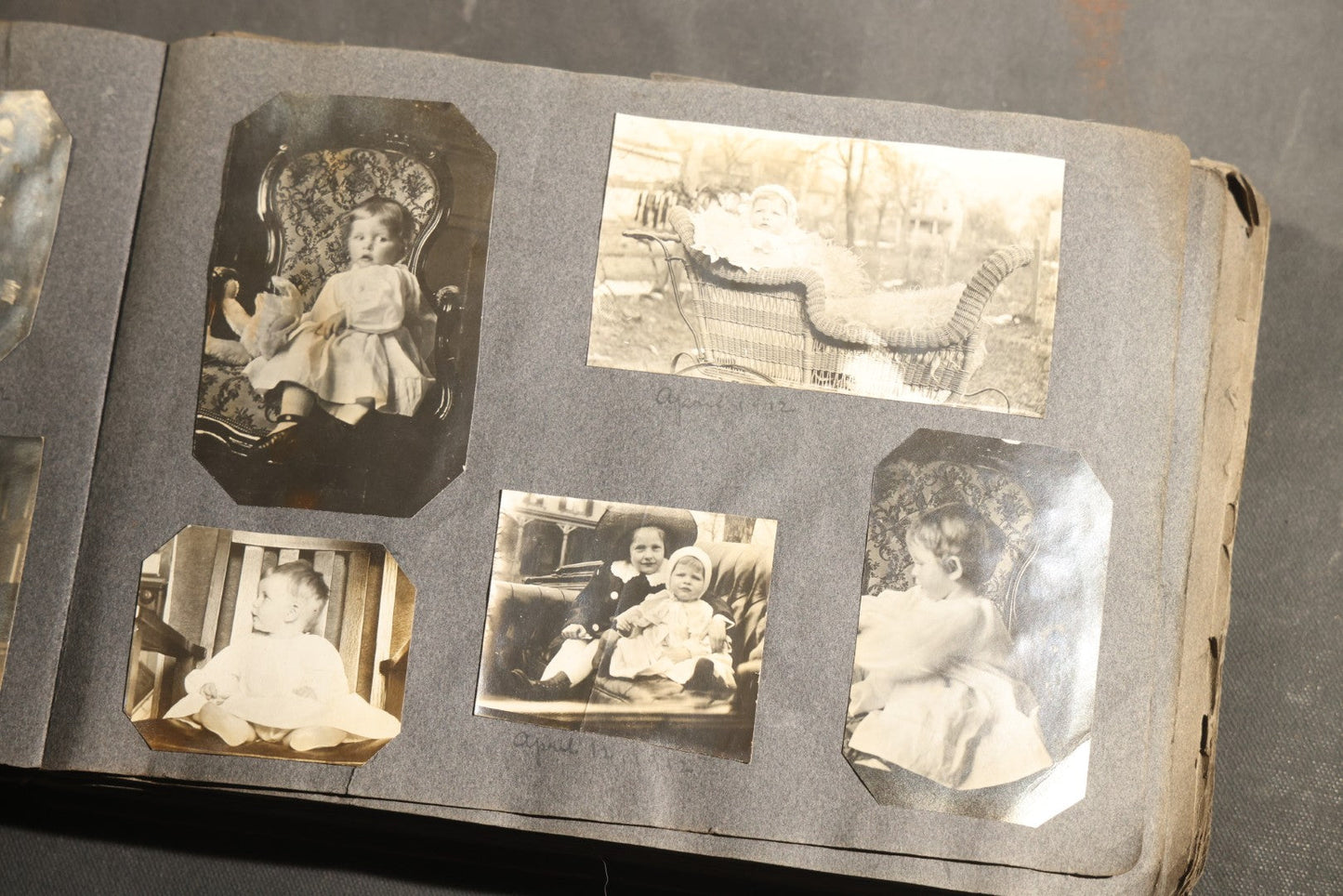 Antique Snapshot Album, Circa 1910-1920, 500+ Photographs of Family and Children Including Christmas, Farm Life, Winter Scenes, Asbury Park New Jersey, and Nantasket Beach Massachusetts