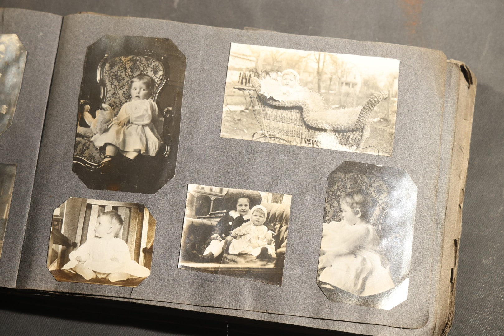 Antique Snapshot Album, Circa 1910-1920, 500+ Photographs of Family and Children Including Christmas, Farm Life, Winter Scenes, Asbury Park New Jersey, and Nantasket Beach Massachusetts