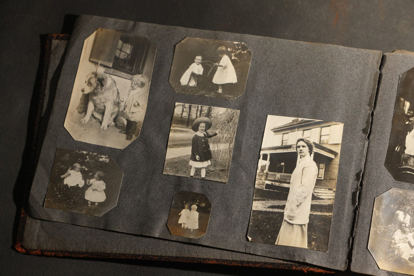 Antique Snapshot Album, Circa 1910-1920, 500+ Photographs of Family and Children Including Christmas, Farm Life, Winter Scenes, Asbury Park New Jersey, and Nantasket Beach Massachusetts