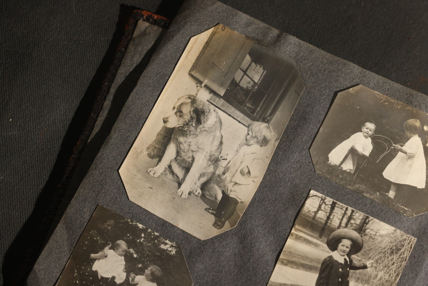 Antique Snapshot Album, Circa 1910-1920, 500+ Photographs of Family and Children Including Christmas, Farm Life, Winter Scenes, Asbury Park New Jersey, and Nantasket Beach Massachusetts