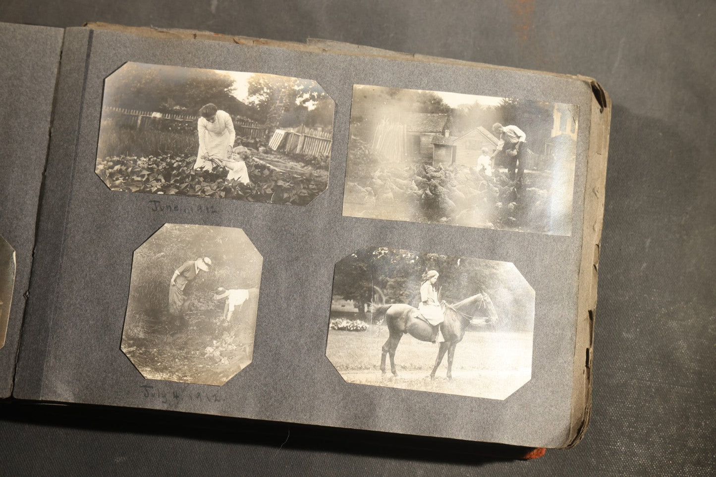 Antique Snapshot Album, Circa 1910-1920, 500+ Photographs of Family and Children Including Christmas, Farm Life, Winter Scenes, Asbury Park New Jersey, and Nantasket Beach Massachusetts