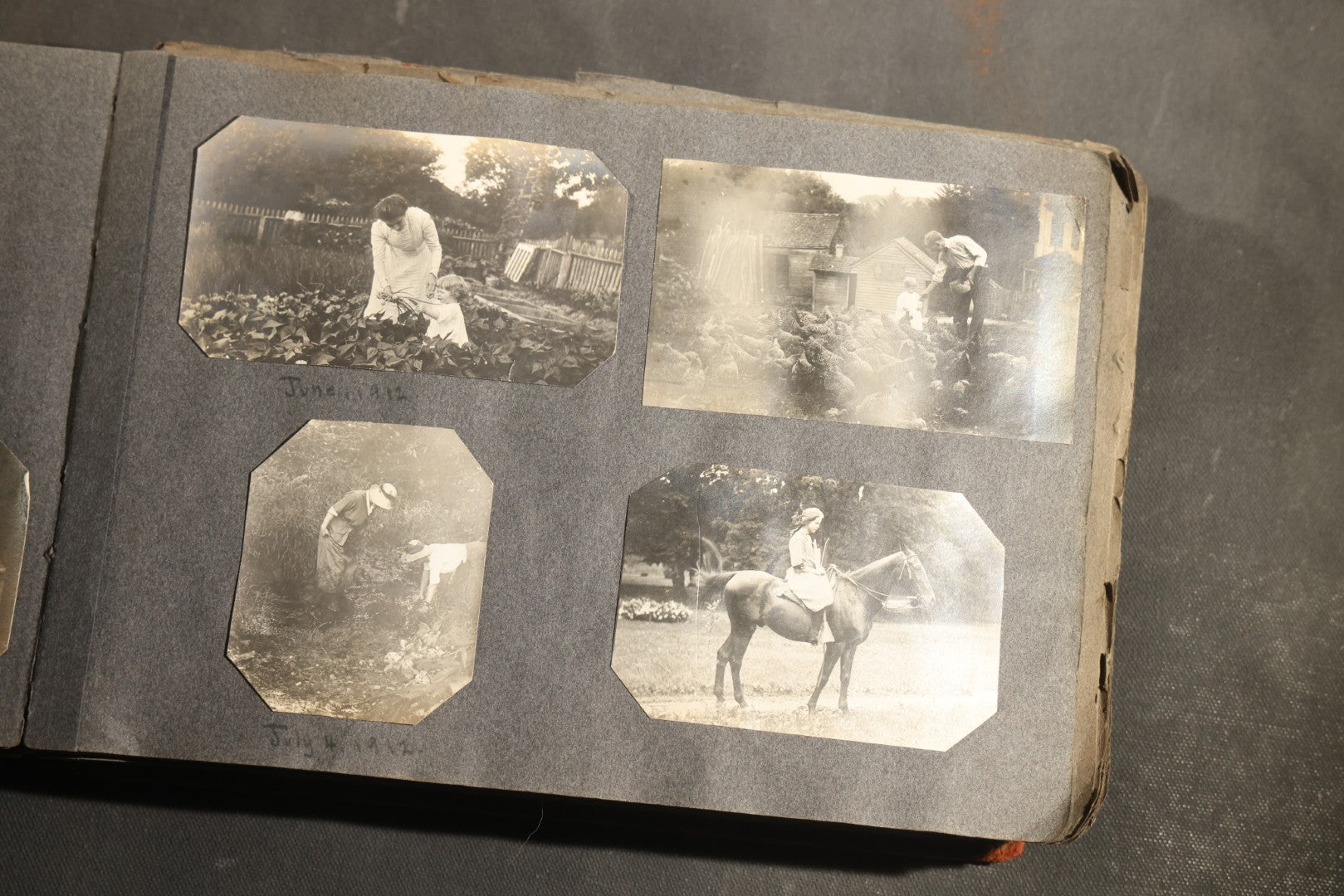 Antique Snapshot Album, Circa 1910-1920, 500+ Photographs of Family and Children Including Christmas, Farm Life, Winter Scenes, Asbury Park New Jersey, and Nantasket Beach Massachusetts