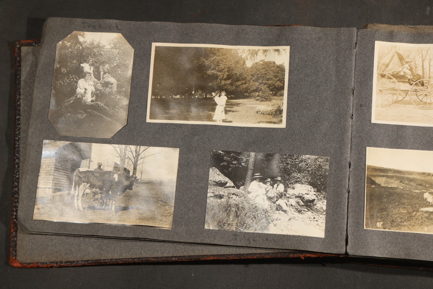 Antique Snapshot Album, Circa 1910-1920, 500+ Photographs of Family and Children Including Christmas, Farm Life, Winter Scenes, Asbury Park New Jersey, and Nantasket Beach Massachusetts