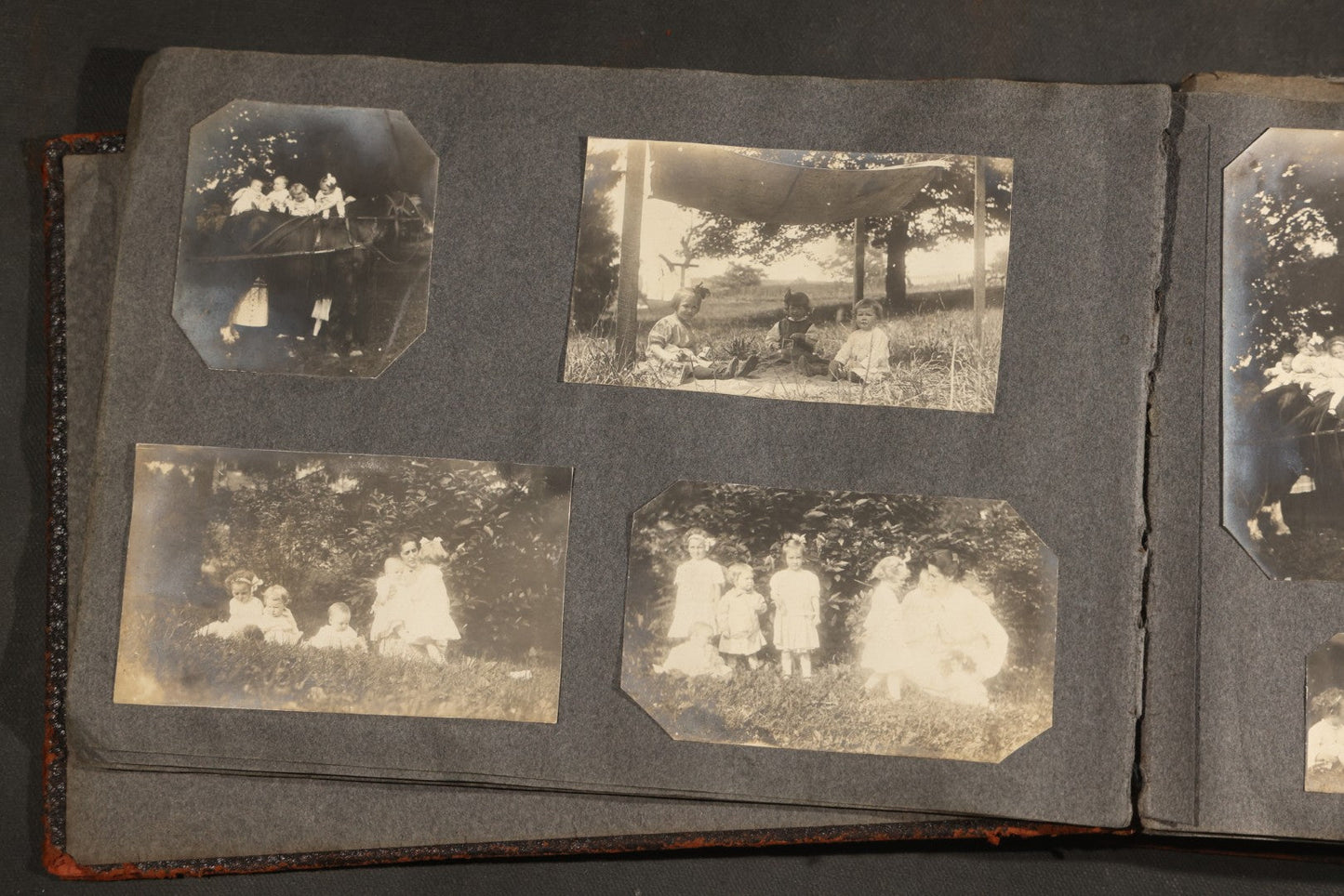 Antique Snapshot Album, Circa 1910-1920, 500+ Photographs of Family and Children Including Christmas, Farm Life, Winter Scenes, Asbury Park New Jersey, and Nantasket Beach Massachusetts