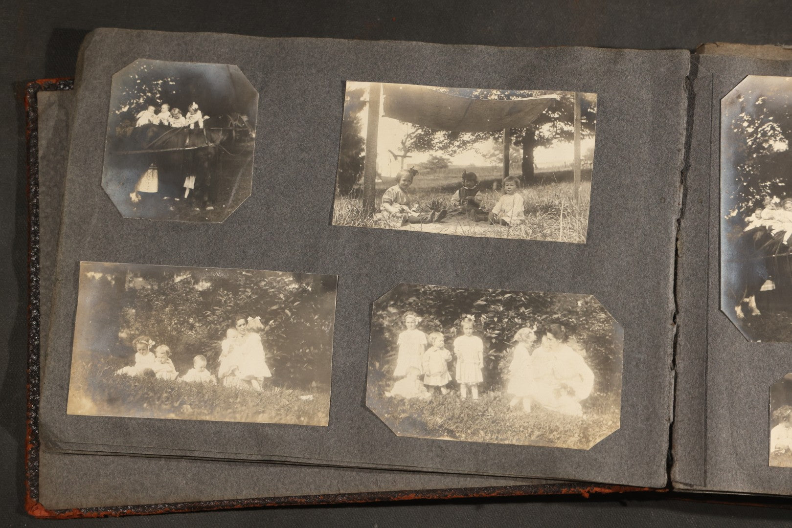 Antique Snapshot Album, Circa 1910-1920, 500+ Photographs of Family and Children Including Christmas, Farm Life, Winter Scenes, Asbury Park New Jersey, and Nantasket Beach Massachusetts