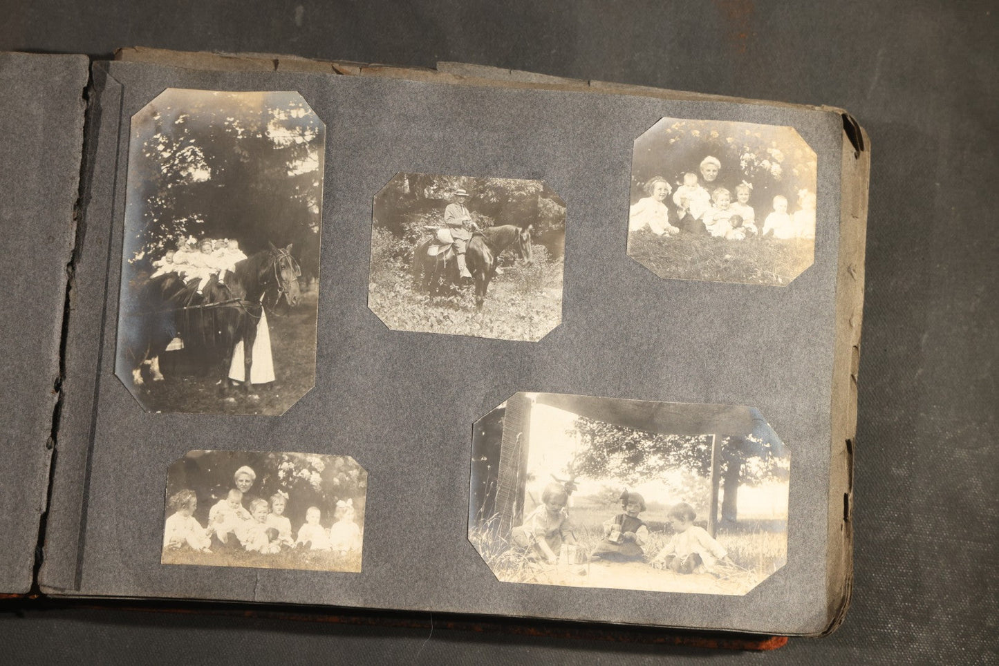 Antique Snapshot Album, Circa 1910-1920, 500+ Photographs of Family and Children Including Christmas, Farm Life, Winter Scenes, Asbury Park New Jersey, and Nantasket Beach Massachusetts