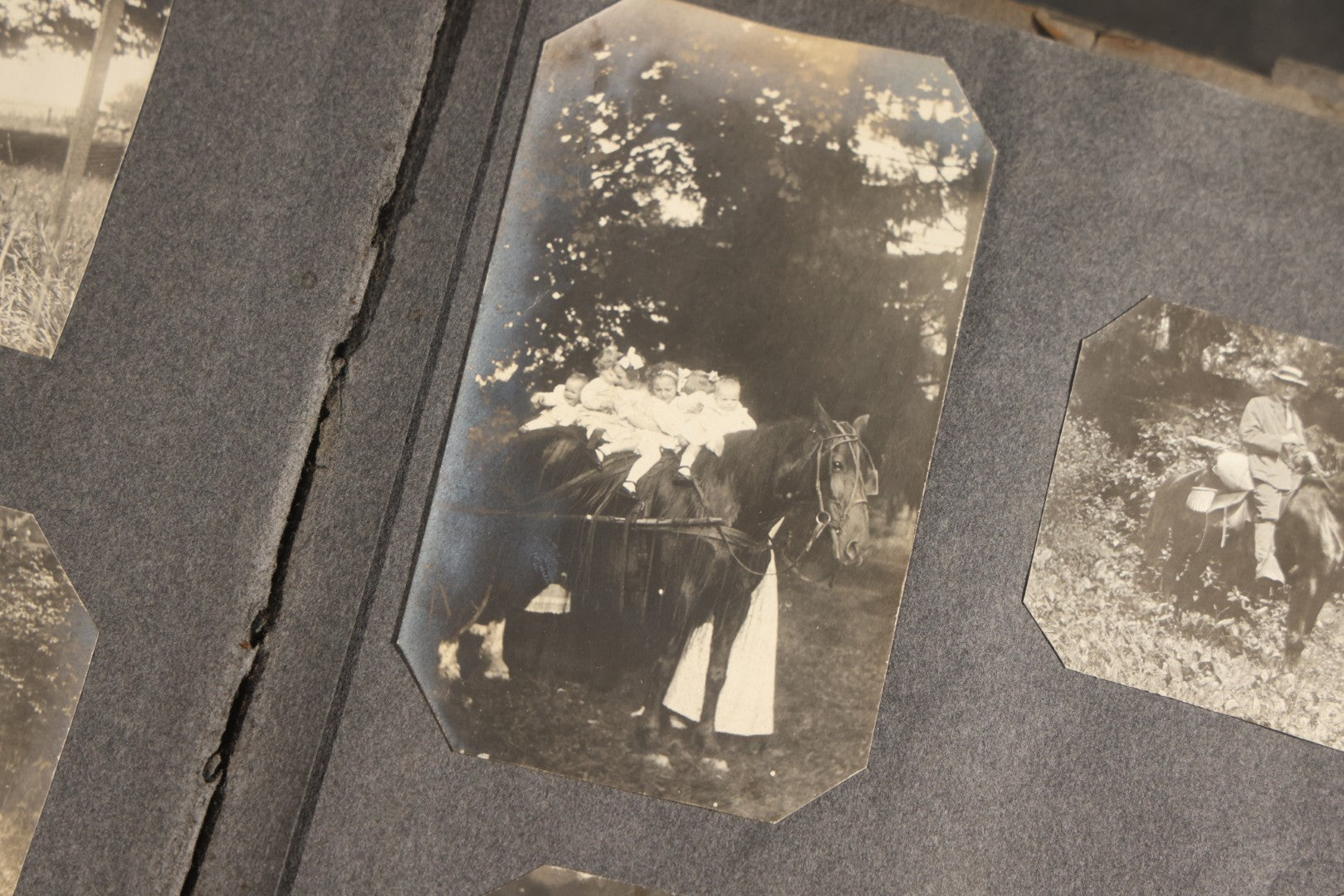 Antique Snapshot Album, Circa 1910-1920, 500+ Photographs of Family and Children Including Christmas, Farm Life, Winter Scenes, Asbury Park New Jersey, and Nantasket Beach Massachusetts