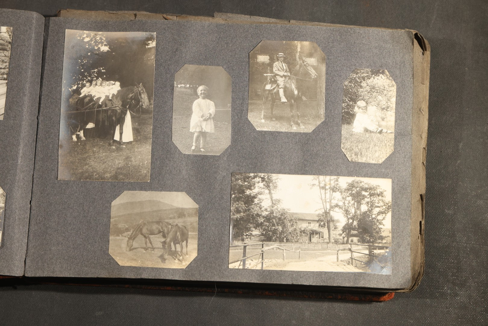 Antique Snapshot Album, Circa 1910-1920, 500+ Photographs of Family and Children Including Christmas, Farm Life, Winter Scenes, Asbury Park New Jersey, and Nantasket Beach Massachusetts