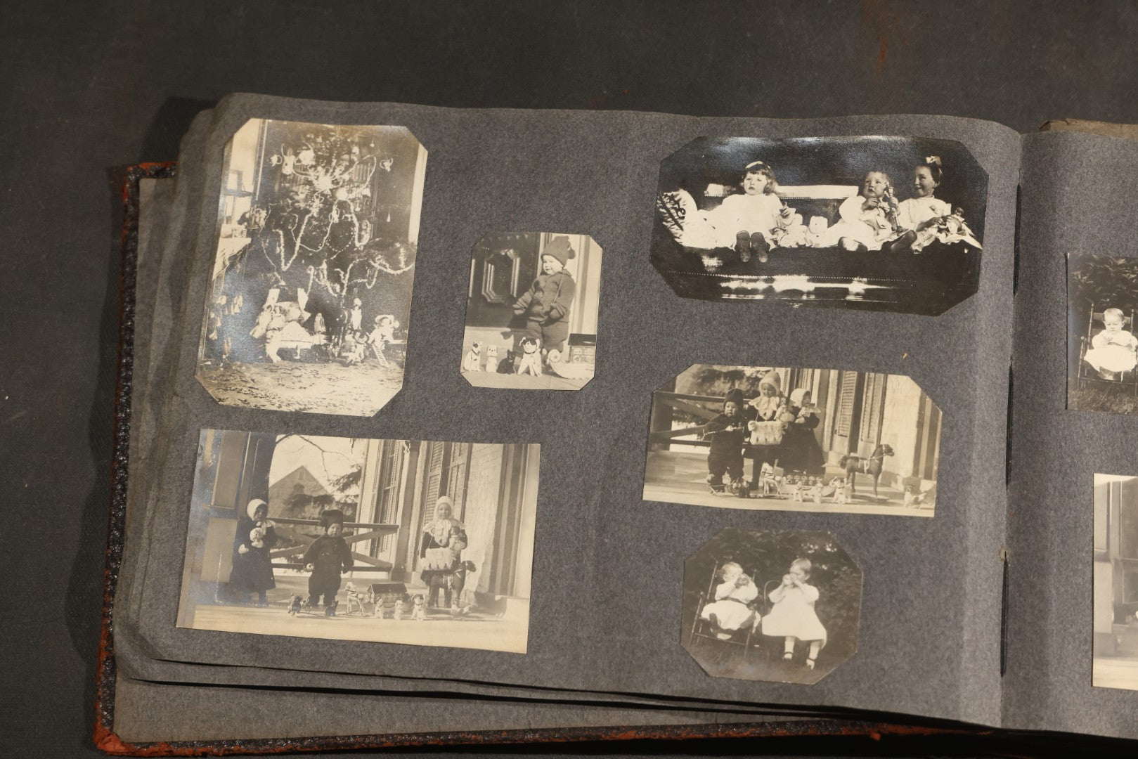 Antique Snapshot Album, Circa 1910-1920, 500+ Photographs of Family and Children Including Christmas, Farm Life, Winter Scenes, Asbury Park New Jersey, and Nantasket Beach Massachusetts