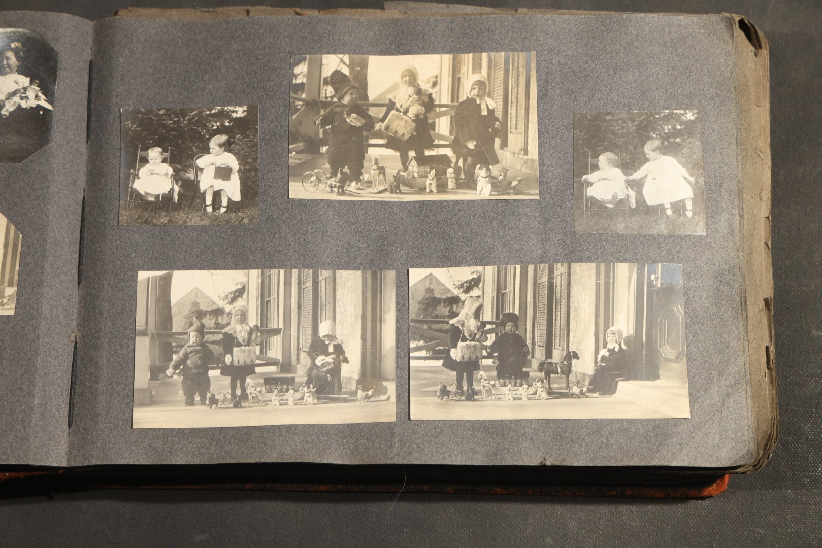 Antique Snapshot Album, Circa 1910-1920, 500+ Photographs of Family and Children Including Christmas, Farm Life, Winter Scenes, Asbury Park New Jersey, and Nantasket Beach Massachusetts