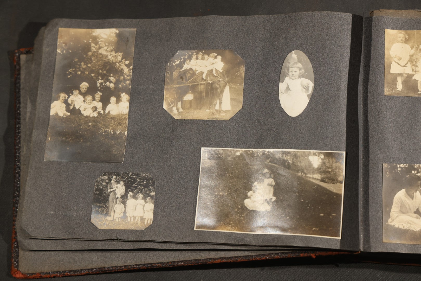 Antique Snapshot Album, Circa 1910-1920, 500+ Photographs of Family and Children Including Christmas, Farm Life, Winter Scenes, Asbury Park New Jersey, and Nantasket Beach Massachusetts