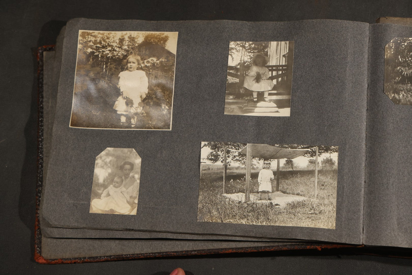 Antique Snapshot Album, Circa 1910-1920, 500+ Photographs of Family and Children Including Christmas, Farm Life, Winter Scenes, Asbury Park New Jersey, and Nantasket Beach Massachusetts