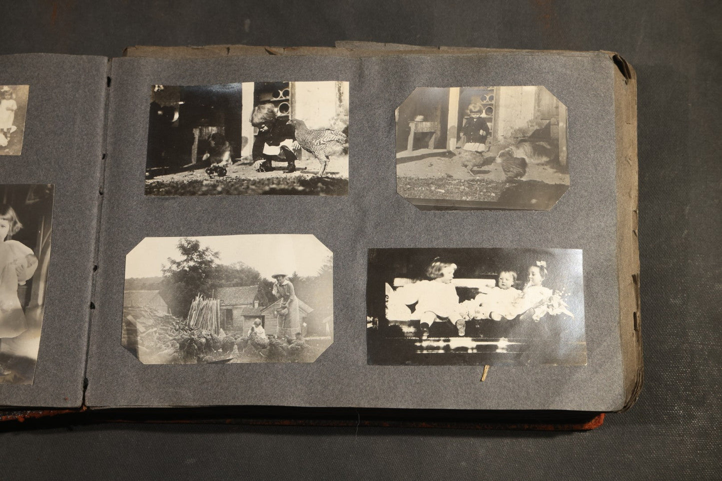 Antique Snapshot Album, Circa 1910-1920, 500+ Photographs of Family and Children Including Christmas, Farm Life, Winter Scenes, Asbury Park New Jersey, and Nantasket Beach Massachusetts