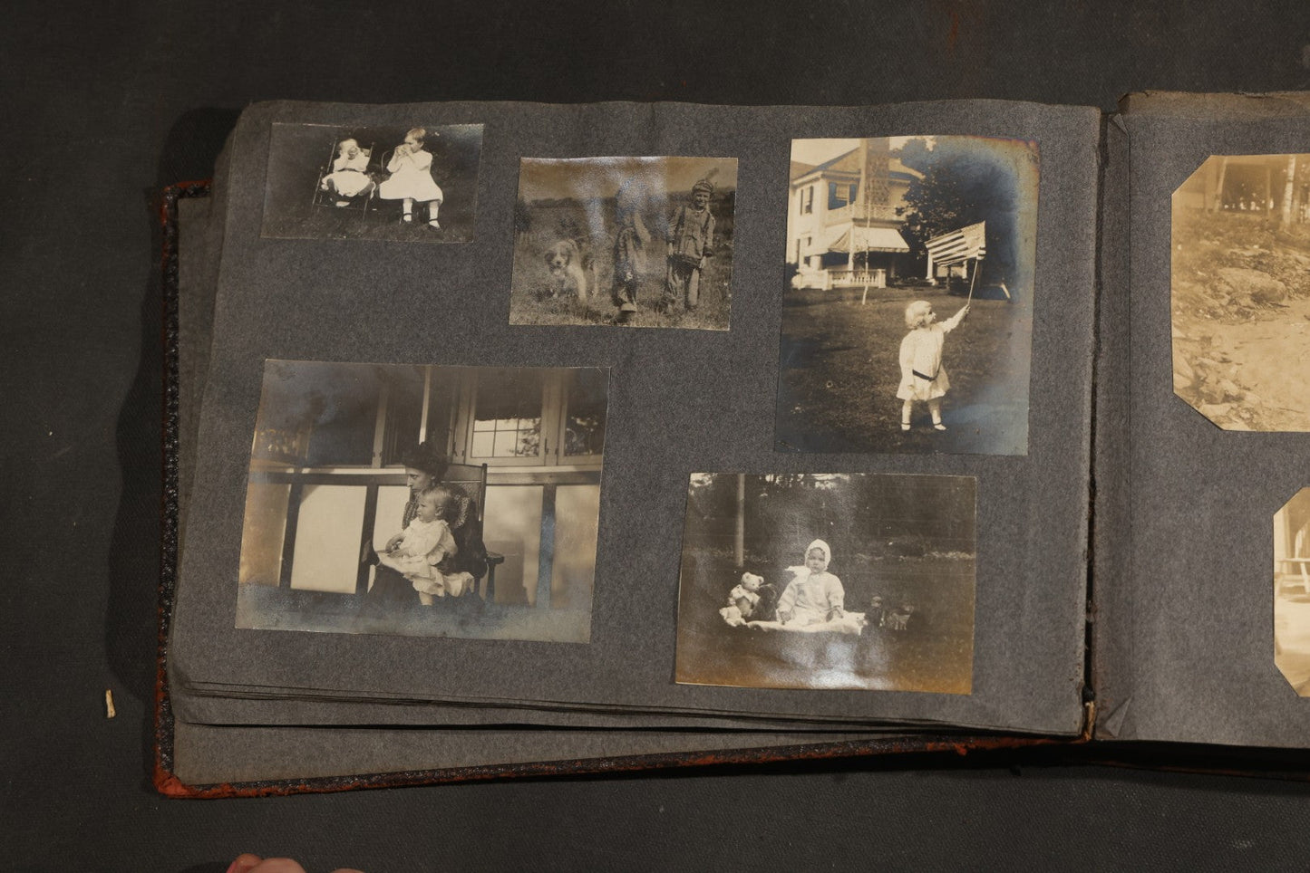 Antique Snapshot Album, Circa 1910-1920, 500+ Photographs of Family and Children Including Christmas, Farm Life, Winter Scenes, Asbury Park New Jersey, and Nantasket Beach Massachusetts