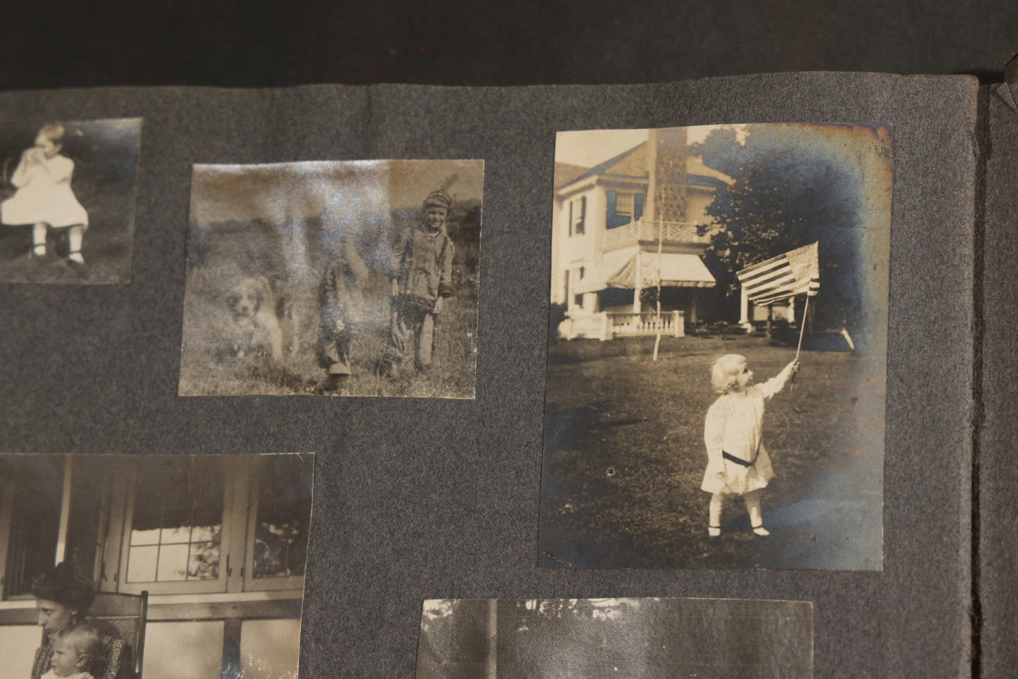 Antique Snapshot Album, Circa 1910-1920, 500+ Photographs of Family and Children Including Christmas, Farm Life, Winter Scenes, Asbury Park New Jersey, and Nantasket Beach Massachusetts