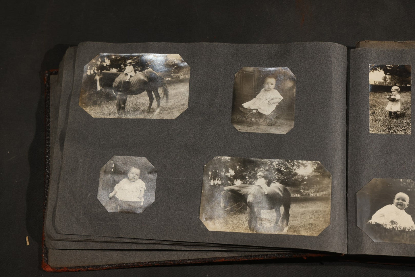 Antique Snapshot Album, Circa 1910-1920, 500+ Photographs of Family and Children Including Christmas, Farm Life, Winter Scenes, Asbury Park New Jersey, and Nantasket Beach Massachusetts