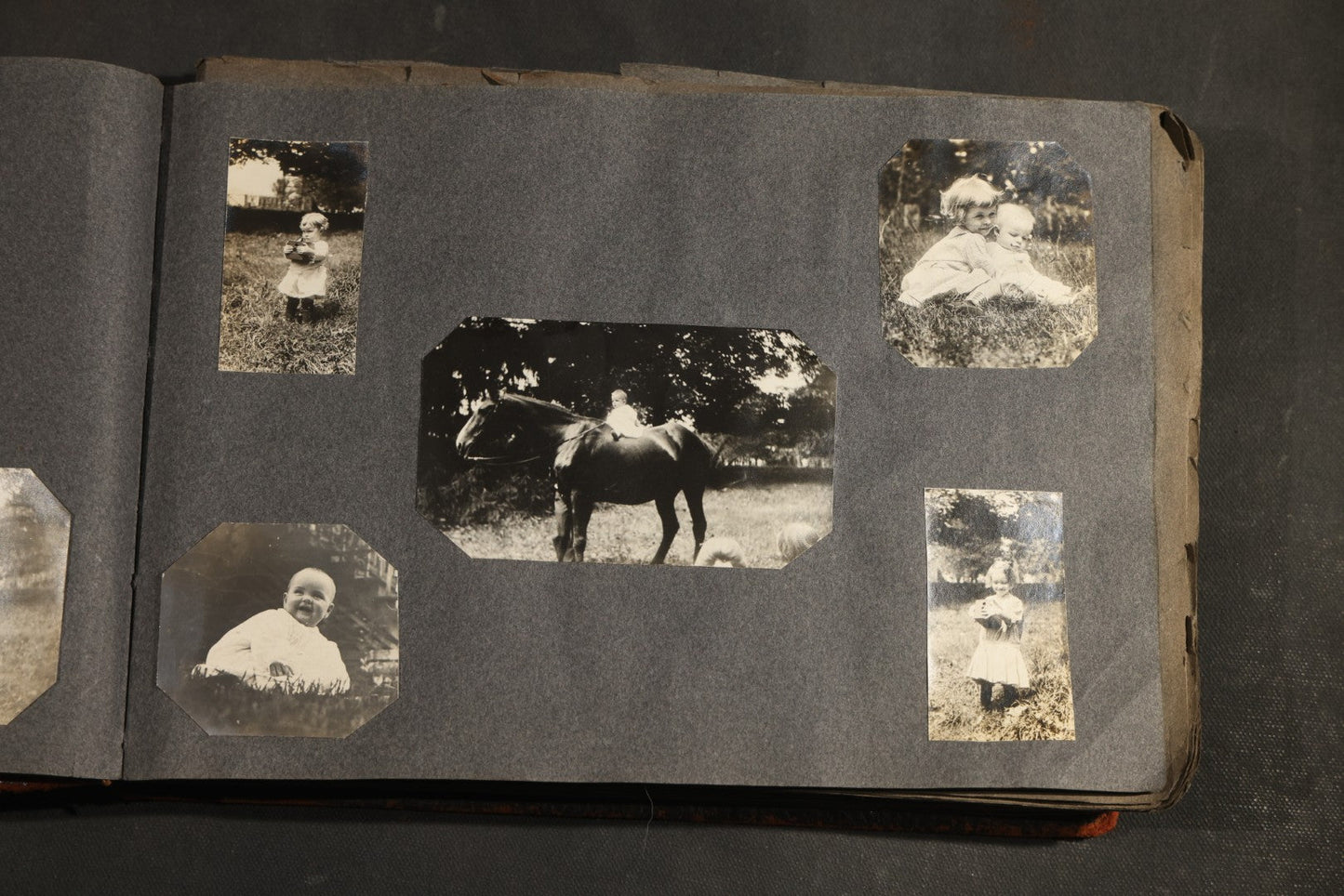 Antique Snapshot Album, Circa 1910-1920, 500+ Photographs of Family and Children Including Christmas, Farm Life, Winter Scenes, Asbury Park New Jersey, and Nantasket Beach Massachusetts