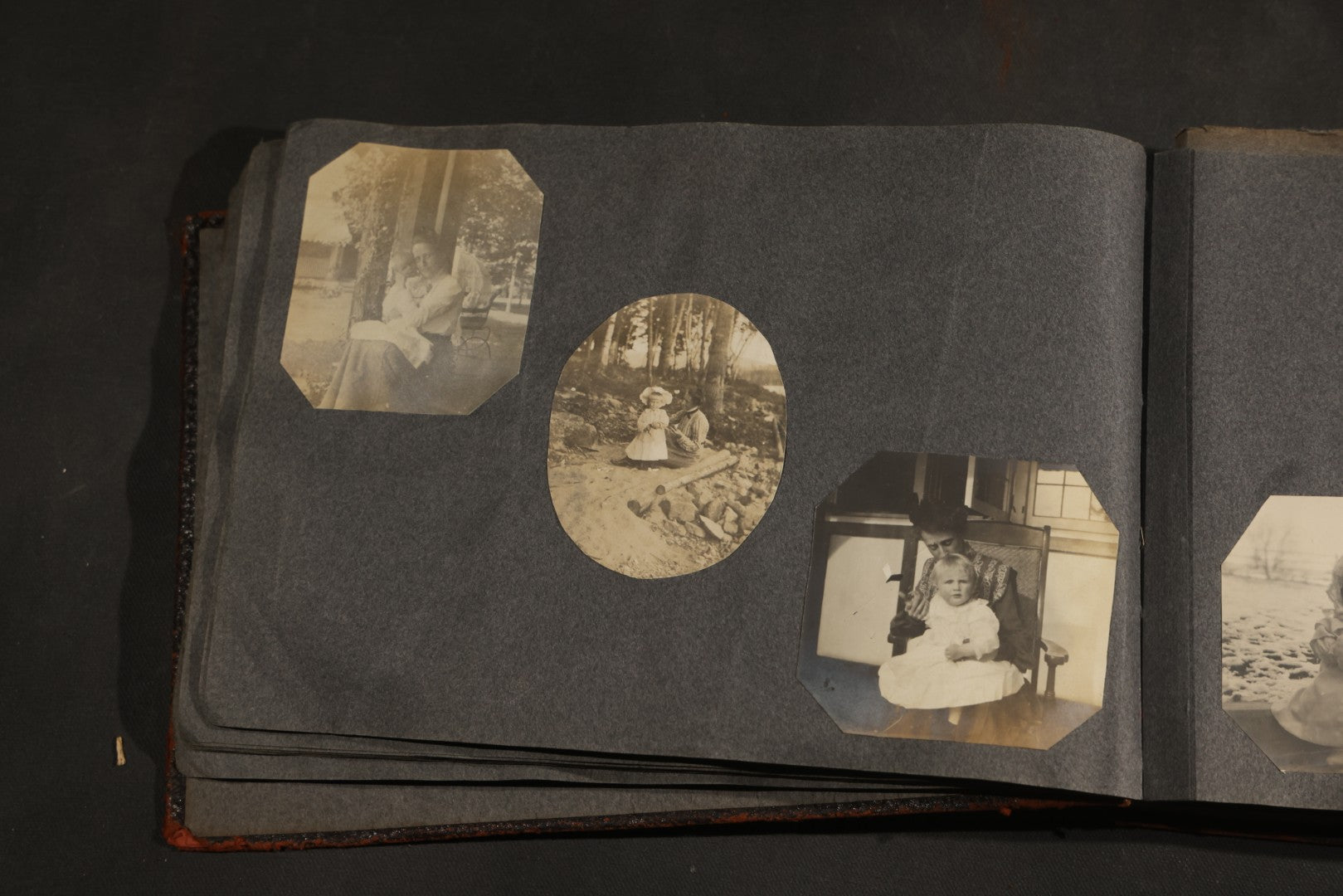 Antique Snapshot Album, Circa 1910-1920, 500+ Photographs of Family and Children Including Christmas, Farm Life, Winter Scenes, Asbury Park New Jersey, and Nantasket Beach Massachusetts