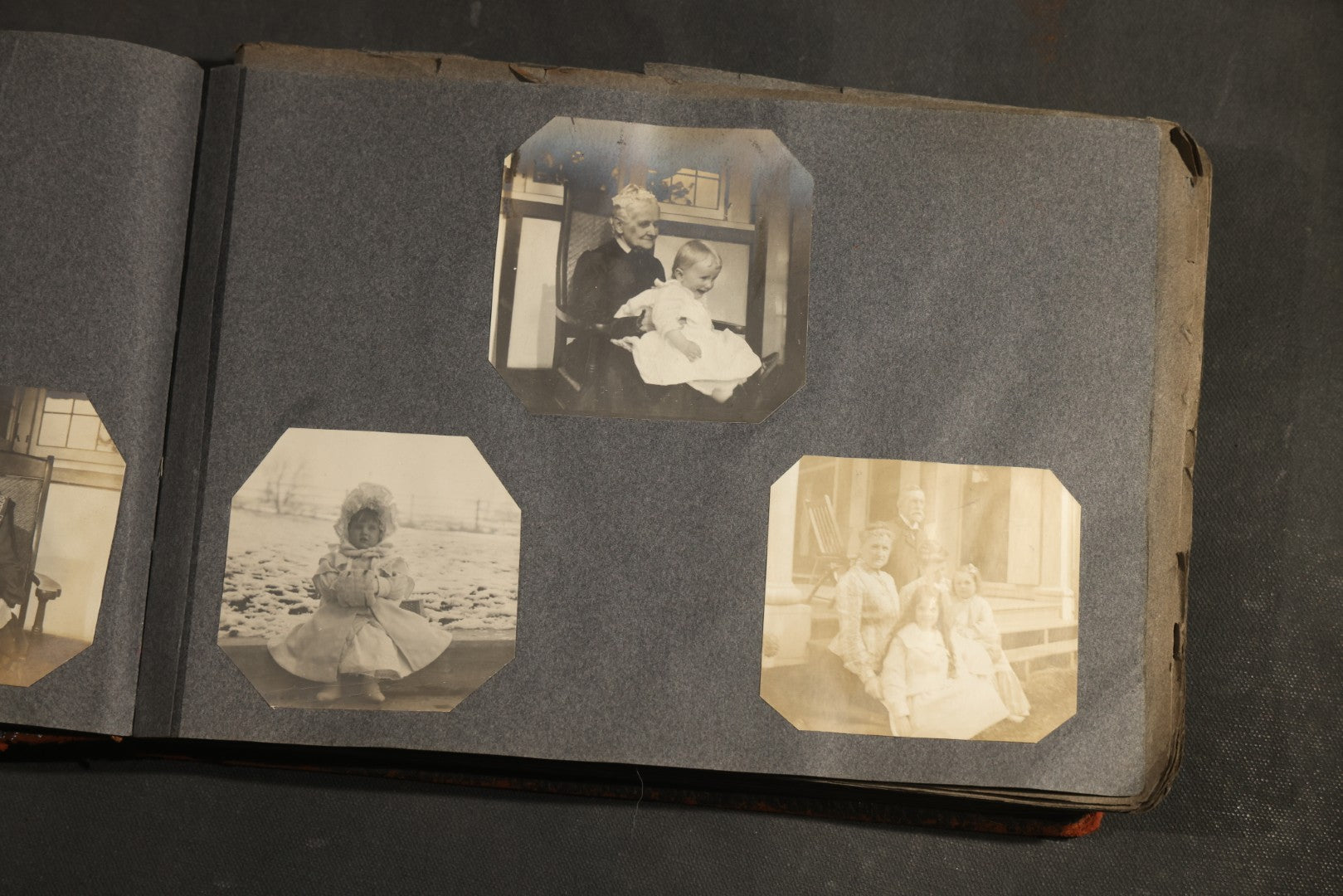 Antique Snapshot Album, Circa 1910-1920, 500+ Photographs of Family and Children Including Christmas, Farm Life, Winter Scenes, Asbury Park New Jersey, and Nantasket Beach Massachusetts