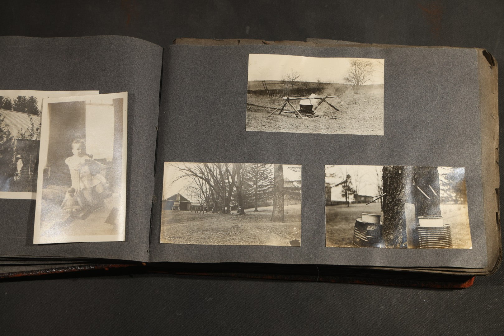 Antique Snapshot Album, Circa 1910-1920, 500+ Photographs of Family and Children Including Christmas, Farm Life, Winter Scenes, Asbury Park New Jersey, and Nantasket Beach Massachusetts