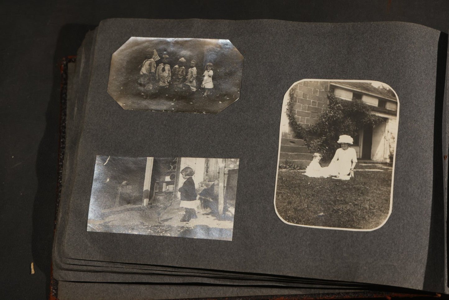 Antique Snapshot Album, Circa 1910-1920, 500+ Photographs of Family and Children Including Christmas, Farm Life, Winter Scenes, Asbury Park New Jersey, and Nantasket Beach Massachusetts