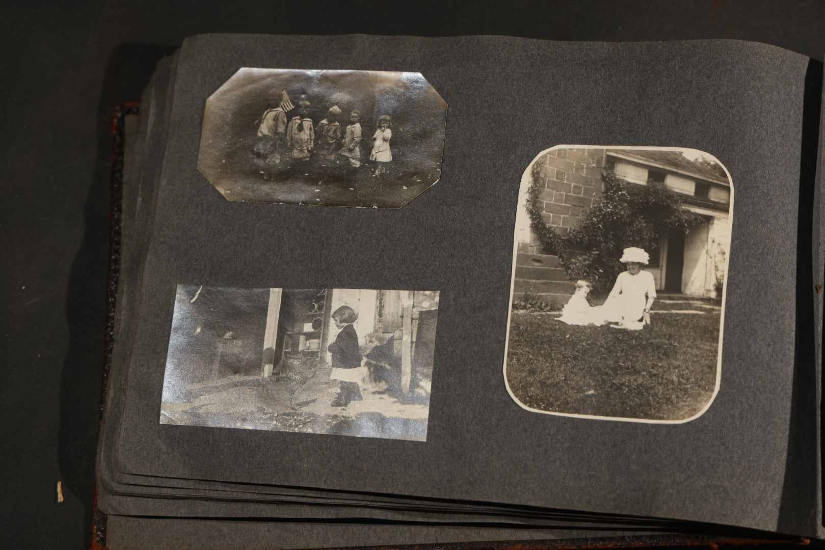 Antique Snapshot Album, Circa 1910-1920, 500+ Photographs of Family and Children Including Christmas, Farm Life, Winter Scenes, Asbury Park New Jersey, and Nantasket Beach Massachusetts