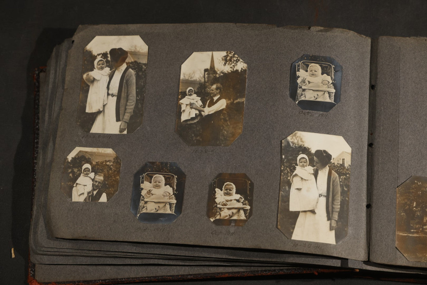 Antique Snapshot Album, Circa 1910-1920, 500+ Photographs of Family and Children Including Christmas, Farm Life, Winter Scenes, Asbury Park New Jersey, and Nantasket Beach Massachusetts