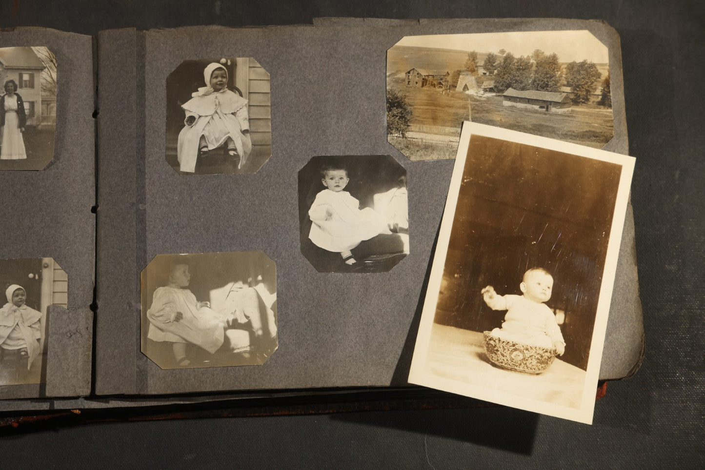 Antique Snapshot Album, Circa 1910-1920, 500+ Photographs of Family and Children Including Christmas, Farm Life, Winter Scenes, Asbury Park New Jersey, and Nantasket Beach Massachusetts