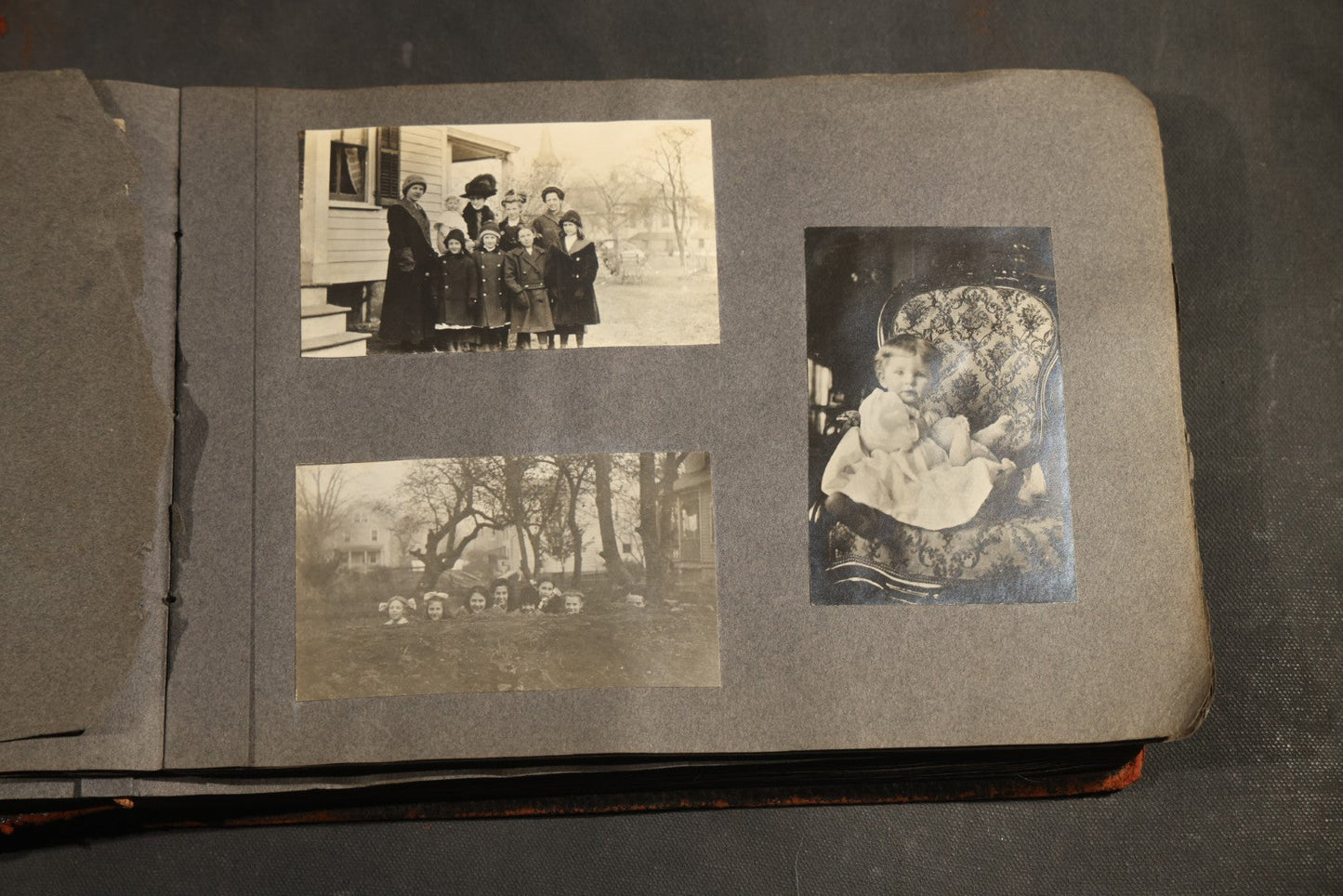 Antique Snapshot Album, Circa 1910-1920, 500+ Photographs of Family and Children Including Christmas, Farm Life, Winter Scenes, Asbury Park New Jersey, and Nantasket Beach Massachusetts